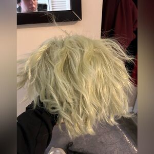 Cream Medium Length Textured Wig with receding hairline